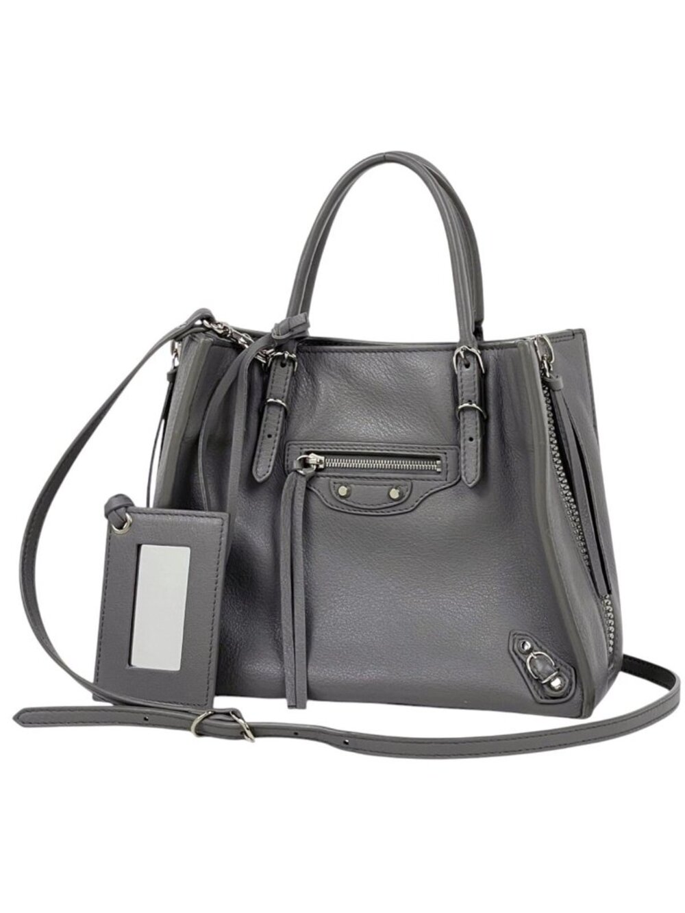 Balenciaga Handbag Paper Mini 2-Way Leather Gray